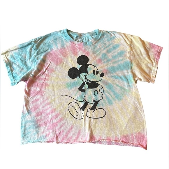 Disney Mickey Mouse juniors Crop tee Small tie dyed - Picture 1 of 5